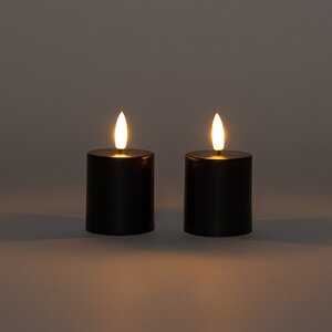Anna's Collection LED-stompkaarsen met 3D-vlam zwart - set van 2 - H 8 x Ø 4,5 cm - afbeelding 3