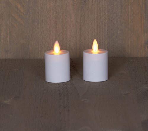Anna's Collection LED-stompkaarsen met bewegende vlam wit - set van 2 - H 8 x D 4,5 cm - afbeelding 3
