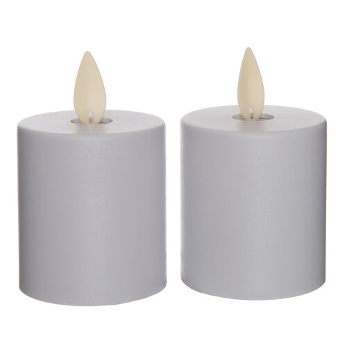 Anna's Collection LED-stompkaarsen met bewegende vlam wit - set van 2 - H 8 x D 4,5 cm - afbeelding 1