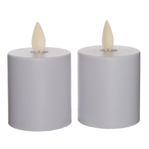 Anna's Collection LED-stompkaarsen met bewegende vlam wit - set van 2 - H 8 x D 4,5 cm - afbeelding 1