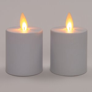 Anna's Collection LED-stompkaarsen met bewegende vlam wit - set van 2 - H 8 x D 4,5 cm - afbeelding 2