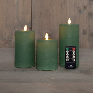 Anna's Collection LED-stompkaarsen oplaadbaar - H10/12,5/15cm Jade 3-delig - afbeelding 3