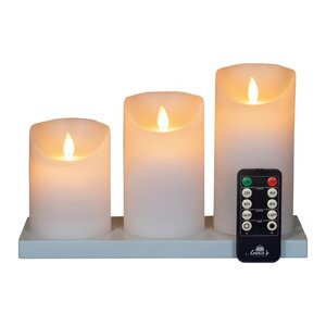 Anna's Collection LED-stompkaarsen rusiek met oplaadstation - H10/12,5/15cm Wit 3-delig - afbeelding 1