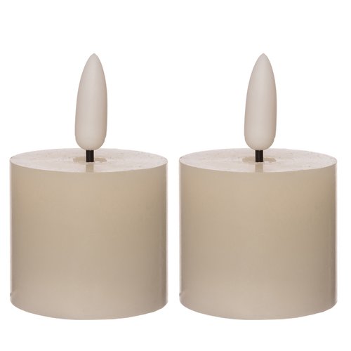 Anna’s Collection 2-pack LED theelicht rustiek ivoor - H 5 cm - afbeelding 1