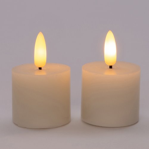 Anna’s Collection 2-pack LED theelicht rustiek ivoor - H 5 cm - afbeelding 2