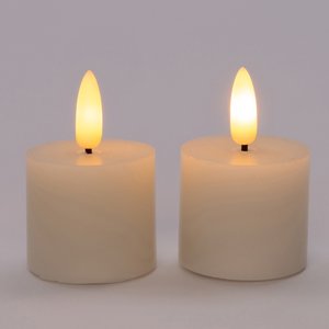 Anna’s Collection 2-pack LED theelicht rustiek ivoor - H 5 cm - afbeelding 2