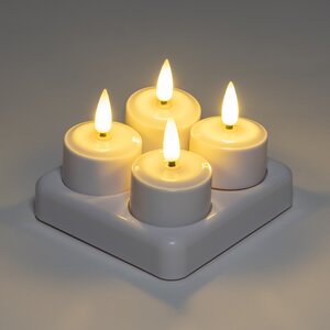 Anna's Collection LED-theelichten 3D-vlam met lont - D3,8xH5cm Wit 4 stuks - afbeelding 3
