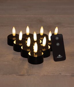Anna's Collection LED-theelichten 3D-vlam op batterijen - Zwart 10 stuks - afbeelding 2