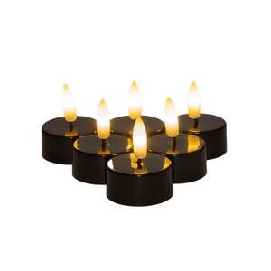 Anna's Collection LED-theelichten 3D-vlam op batterijen - Zwart 6 stuks - afbeelding 1