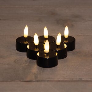 Anna's Collection LED-theelichten 3D-vlam op batterijen - Zwart 6 stuks - afbeelding 2