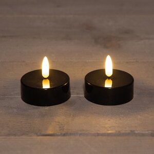 Anna's Collection LED-theelichten jumbo 3D-vlam - Zwart 2 stuks - afbeelding 2