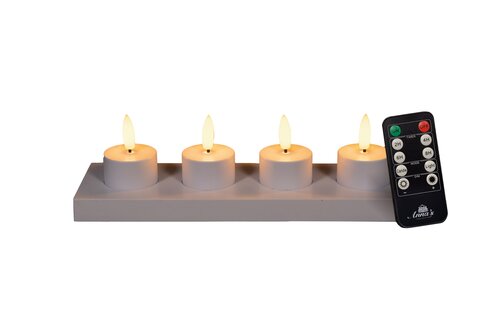 Anna's Collection LED-theelichten oplaadbaar 3D-vlam - D3,8xH5cm Wit 4 stuks - afbeelding 1