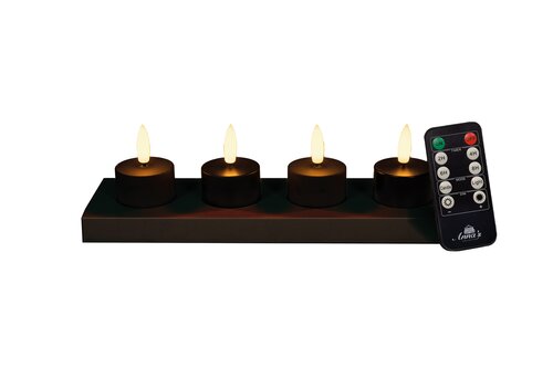 Anna's Collection LED-theelichten oplaadbaar 3D-vlam - D3,8xH5cm Zwart 4 stuks - afbeelding 1