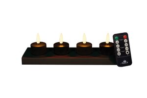 Anna's Collection LED-theelichten oplaadbaar 3D-vlam - D3,8xH5cm Zwart 4 stuks - afbeelding 1