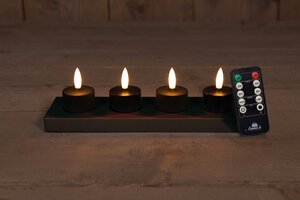 Anna's Collection LED-theelichten oplaadbaar 3D-vlam - D3,8xH5cm Zwart 4 stuks - afbeelding 2