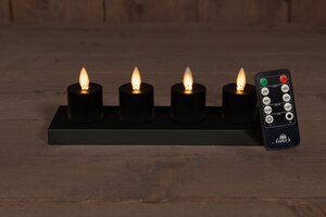 Anna's Collection LED-theelichten oplaadbaar - D3,8xH6cm Zwart 4 stuks - afbeelding 1