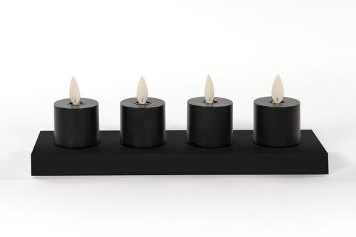 Anna's Collection LED-theelichten oplaadbaar - D3,8xH6cm Zwart 4 stuks - afbeelding 2