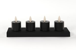 Anna's Collection LED-theelichten oplaadbaar - D3,8xH6cm Zwart 4 stuks - afbeelding 2