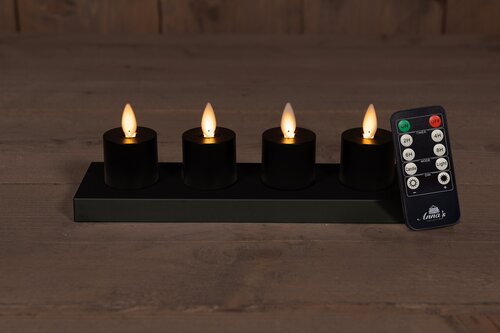 Anna's Collection LED-theelichten oplaadbaar - D3,8xH6cm Zwart 4 stuks - afbeelding 3