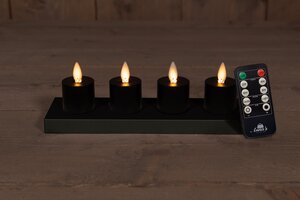 Anna's Collection LED-theelichten oplaadbaar - D3,8xH6cm Zwart 4 stuks - afbeelding 3