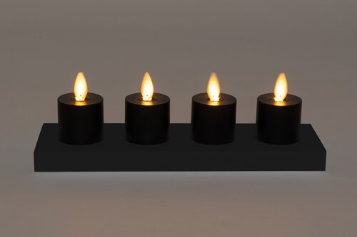 Anna's Collection LED-theelichten oplaadbaar - D3,8xH6cm Zwart 4 stuks - afbeelding 4