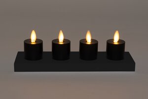 Anna's Collection LED-theelichten oplaadbaar - D3,8xH6cm Zwart 4 stuks - afbeelding 4