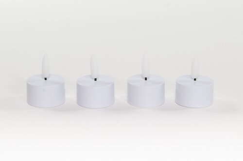 Anna's Collection LED-theelichten uitbreidingsset 3D-vlam - D3,8xH5cm Wit 4 stuks - afbeelding 1