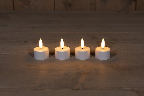 Anna's Collection LED-theelichten uitbreidingsset 3D-vlam - D3,8xH5cm Wit 4 stuks - afbeelding 2