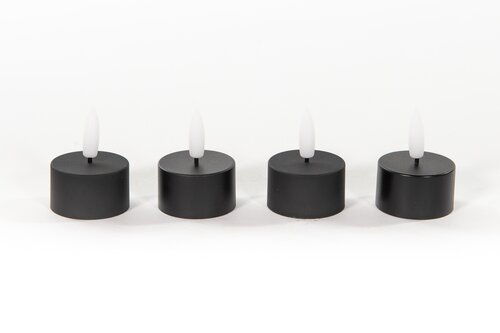Anna's Collection LED-theelichten uitbreidingsset 3D-vlam - D3,8xH5cm Zwart 4 stuks - afbeelding 1