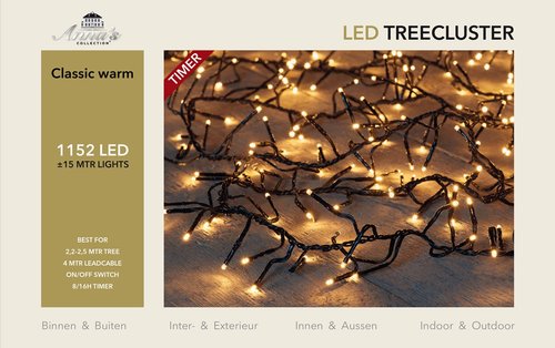 Anna's Collection treeclusterverlichting klassiek warm met 1152 lampjes - L 1500 cm - afbeelding 1