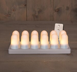 Anna's Collection LED-vlamlichten oplaadbaar - D5xH6,8cm Wit 12 stuks - afbeelding 2