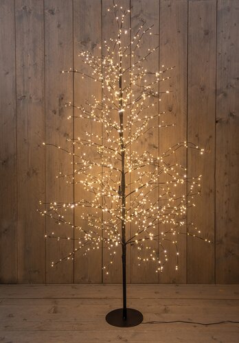 Anna's Collection Lichtboom met flash zwart - H180cm Classic warm - afbeelding 3