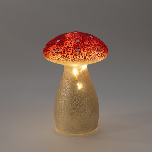 Anna's Collection Paddenstoel glas - H15cm Rood - afbeelding 1