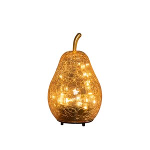 Anna's Collection Peer crackle glas met LED - B11xH18cm Amber - afbeelding 1