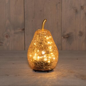 Anna's Collection Peer crackle glas met LED - B11xH18cm Amber - afbeelding 2