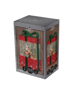 Anna's Collection Verlicht cadeau glitterwater - B11,5xH19cm Rood - afbeelding 1