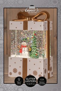 Anna's Collection Verlicht cadeau glitterwater - B11,5xH19cm Wit - afbeelding 3