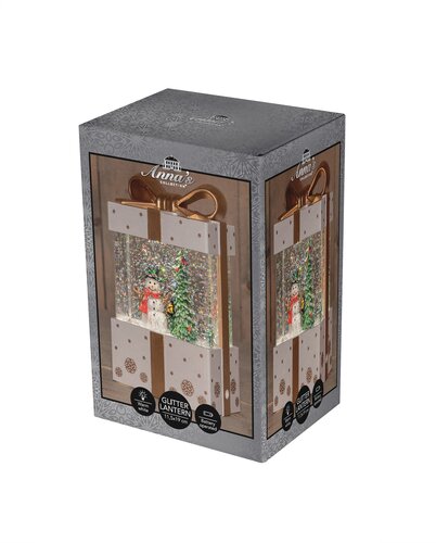 Anna's Collection Verlicht cadeau glitterwater - B11,5xH19cm Wit - afbeelding 1