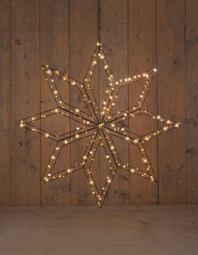 Anna's Collection Verlichte achtpuntige ster 200 LED - H73cm Zwart - afbeelding 2