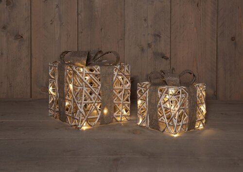 Anna's Collection Verlichte cadeaudozen jute en katoen - 2-delig - afbeelding 2
