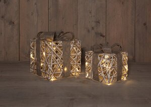 Anna's Collection Verlichte cadeaudozen jute en katoen - 2-delig - afbeelding 2
