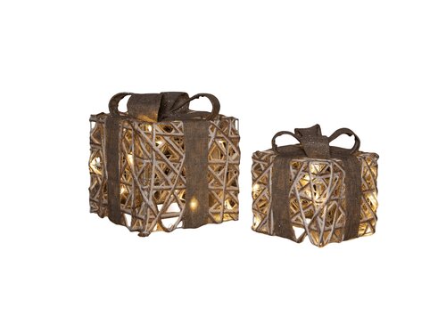 Anna's Collection Verlichte cadeaudozen jute en katoen - 2-delig - afbeelding 3