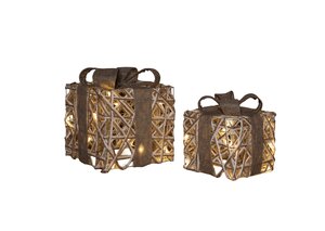 Anna's Collection Verlichte cadeaudozen jute en katoen - 2-delig - afbeelding 3