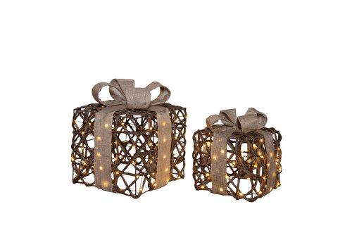 Anna's Collection Verlichte cadeaudozen - Naturel 2-delig - afbeelding 1