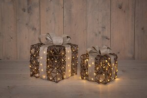 Anna's Collection Verlichte cadeaudozen - Naturel 2-delig - afbeelding 2