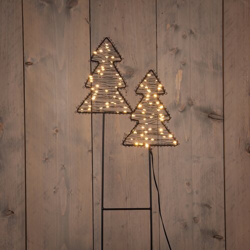 Anna's Collection Verlichte kerstbomen op steker - B23xH63cm Zwart