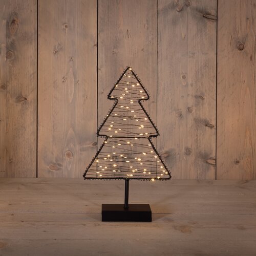 Anna's Collection Verlichte kerstboom op voet metaal - B22,5xH38,5cm Zwart