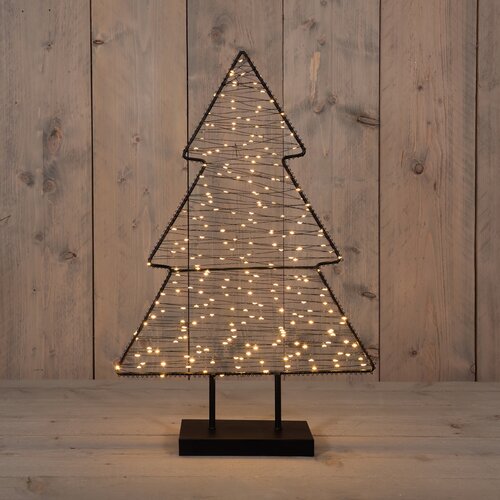 Anna's Collection Verlichte kerstboom op voet metaal - B40xH61,5cm Zwart