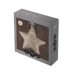 Anna's Collection Verlichte ster glas sterrenmotief - H19cm Champagne - afbeelding 2