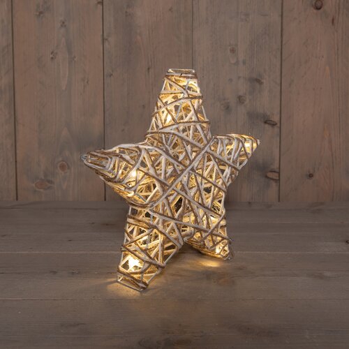 Anna's Collection Verlichte ster jute en katoen 10 LED - H30xD5cm - afbeelding 2